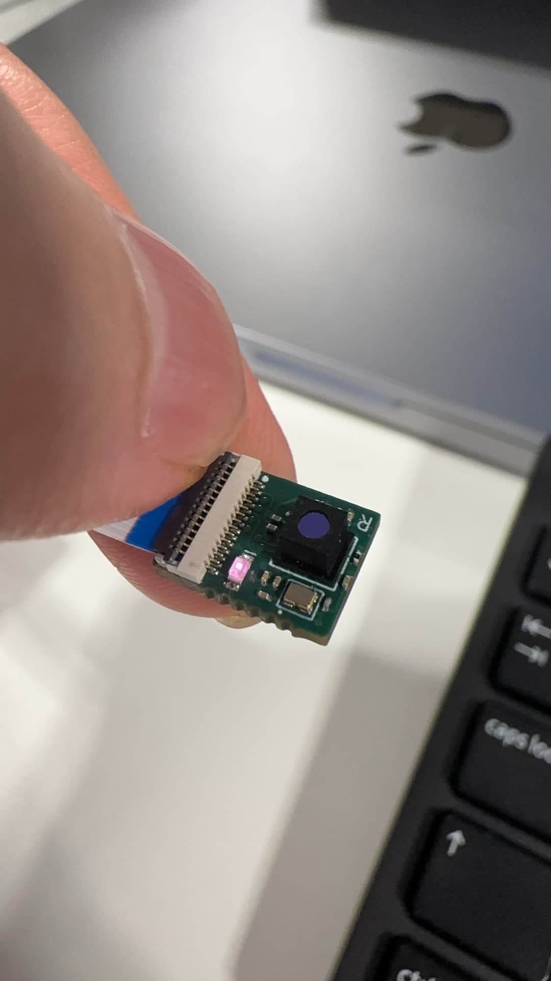 Miniature infrared eye-tracking camera hardware.