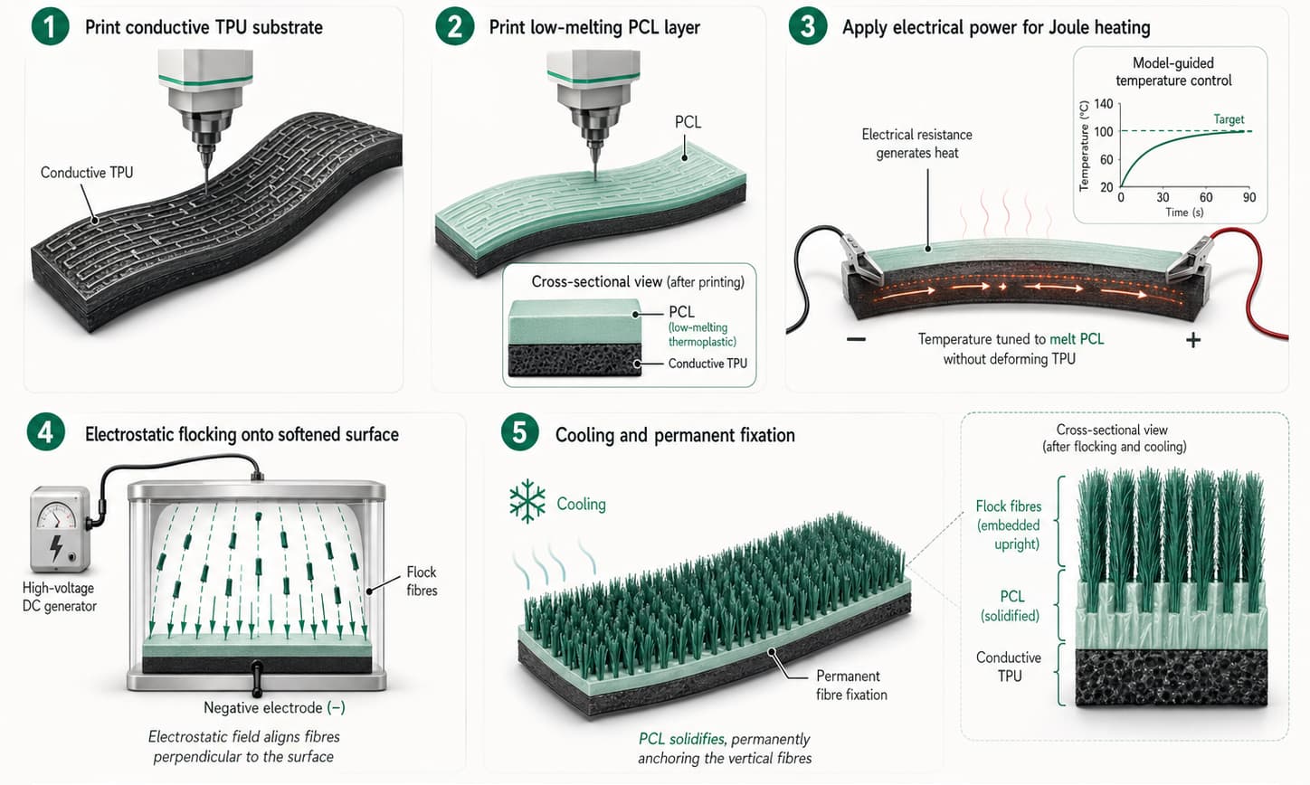Joule-flocked smart textile detail image.