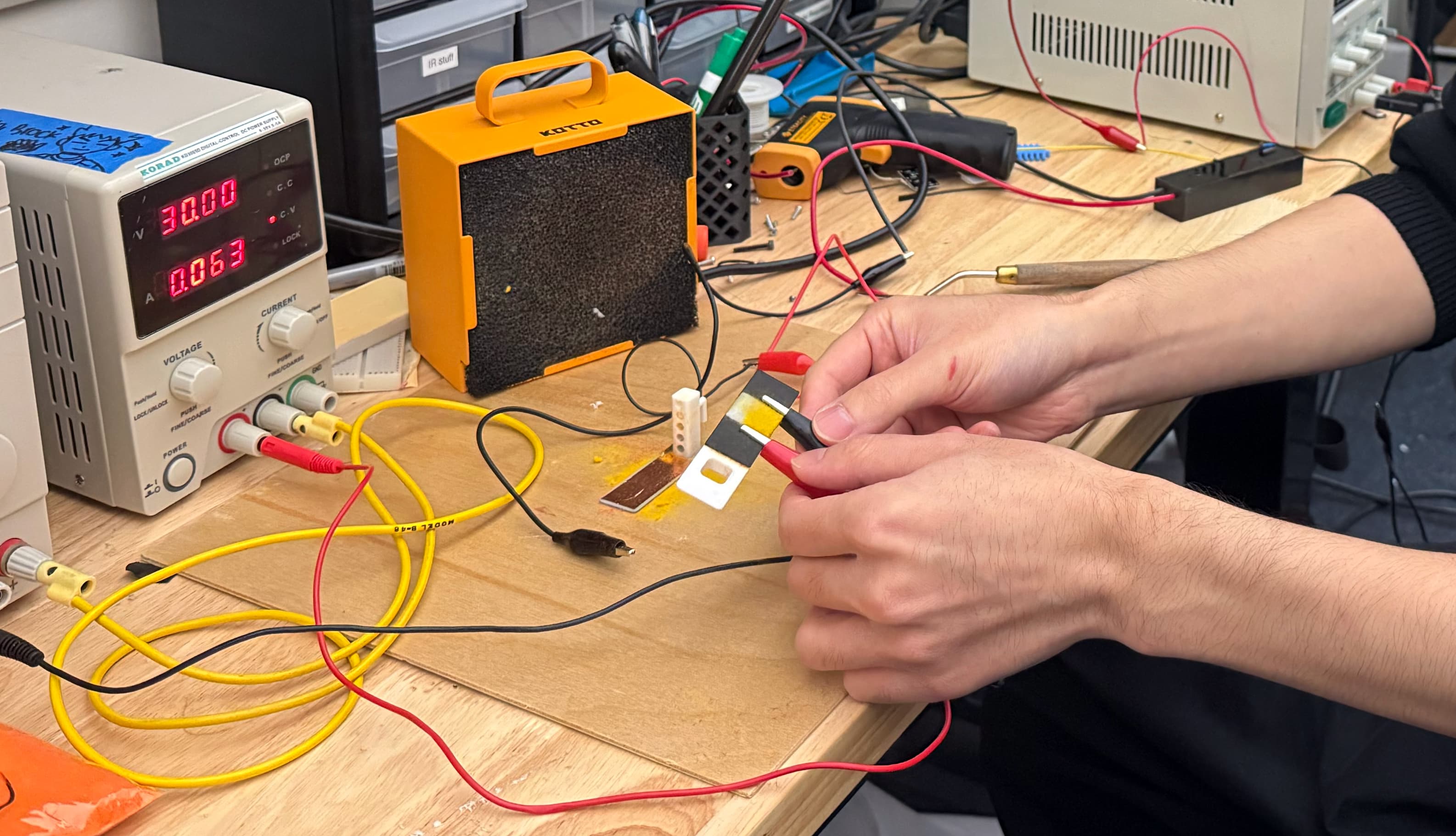 Joule-flocked smart textile material detail.